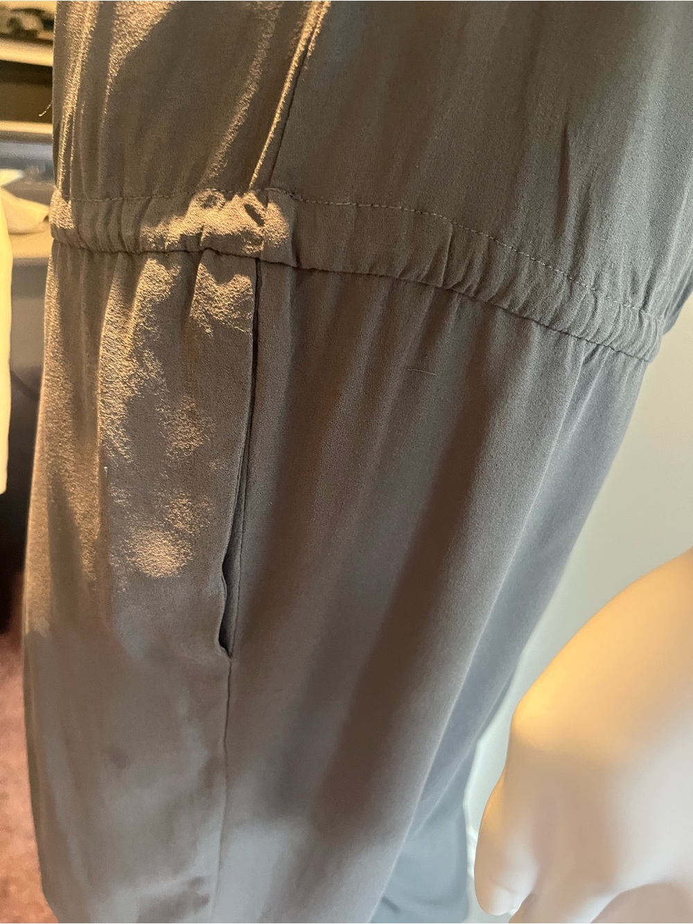 Brunello Cucinelli steel grey silk jumpsuit with leather waist tie - Picture 6 of 11